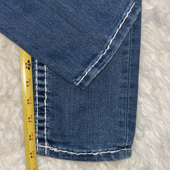 True Religion 🧲 Joey Low-Rise Distressed Thick Stitch Jeans, Size 27 - Picture 13 of 16